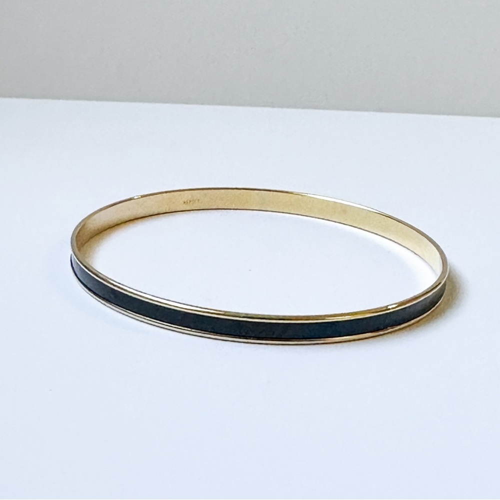 Vintage Napier Blue Enamel Gold Tone Bangle Bracelet